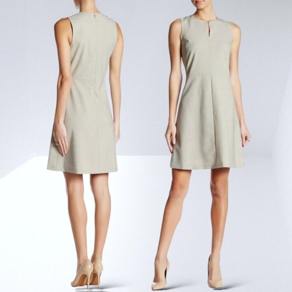 Like New! Theory Miyani Edition Sleeveless Wool Dress Khaki Size 2